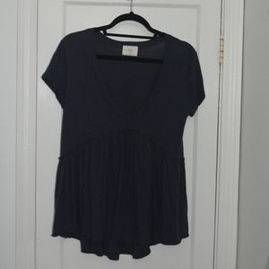 Urban Outfitters Navy Shortsleeve Peplum Top